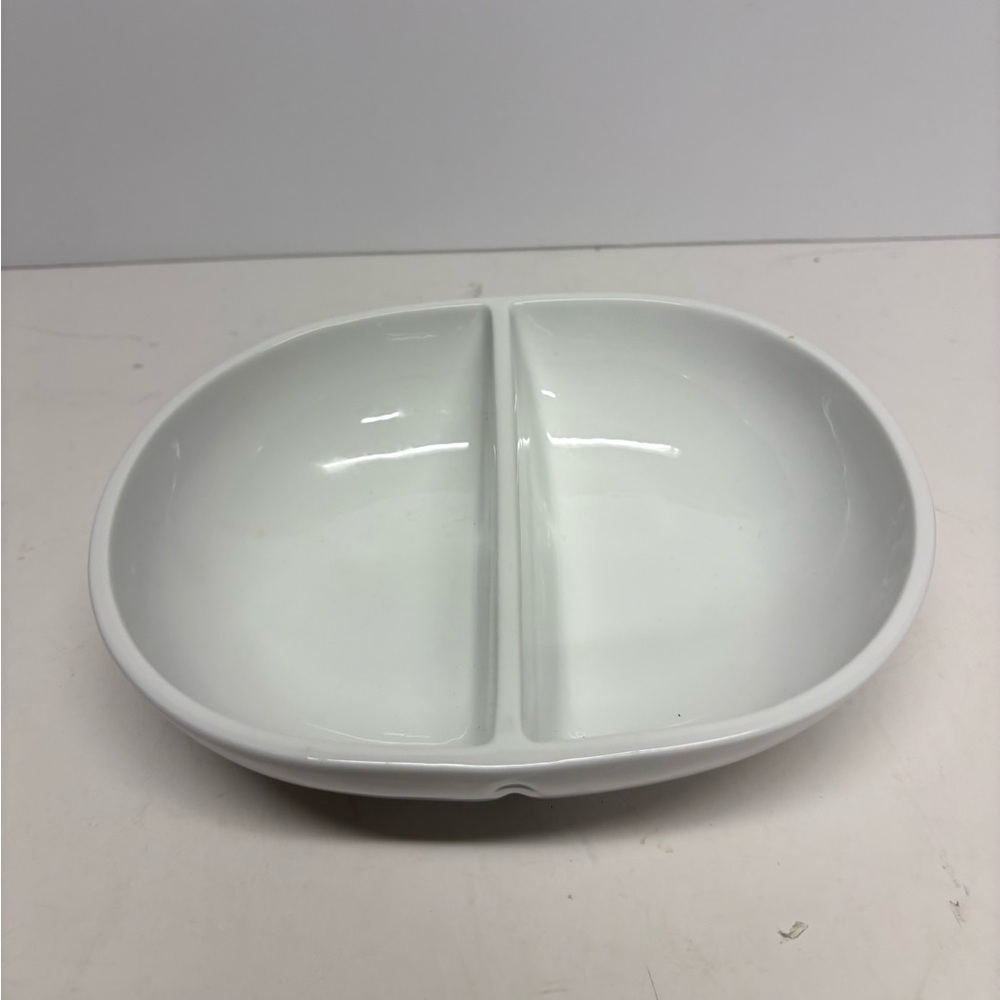 Crate & Barrel White Ceramic Divided Serving Bowl - Home Dining - Picture 3 of 6